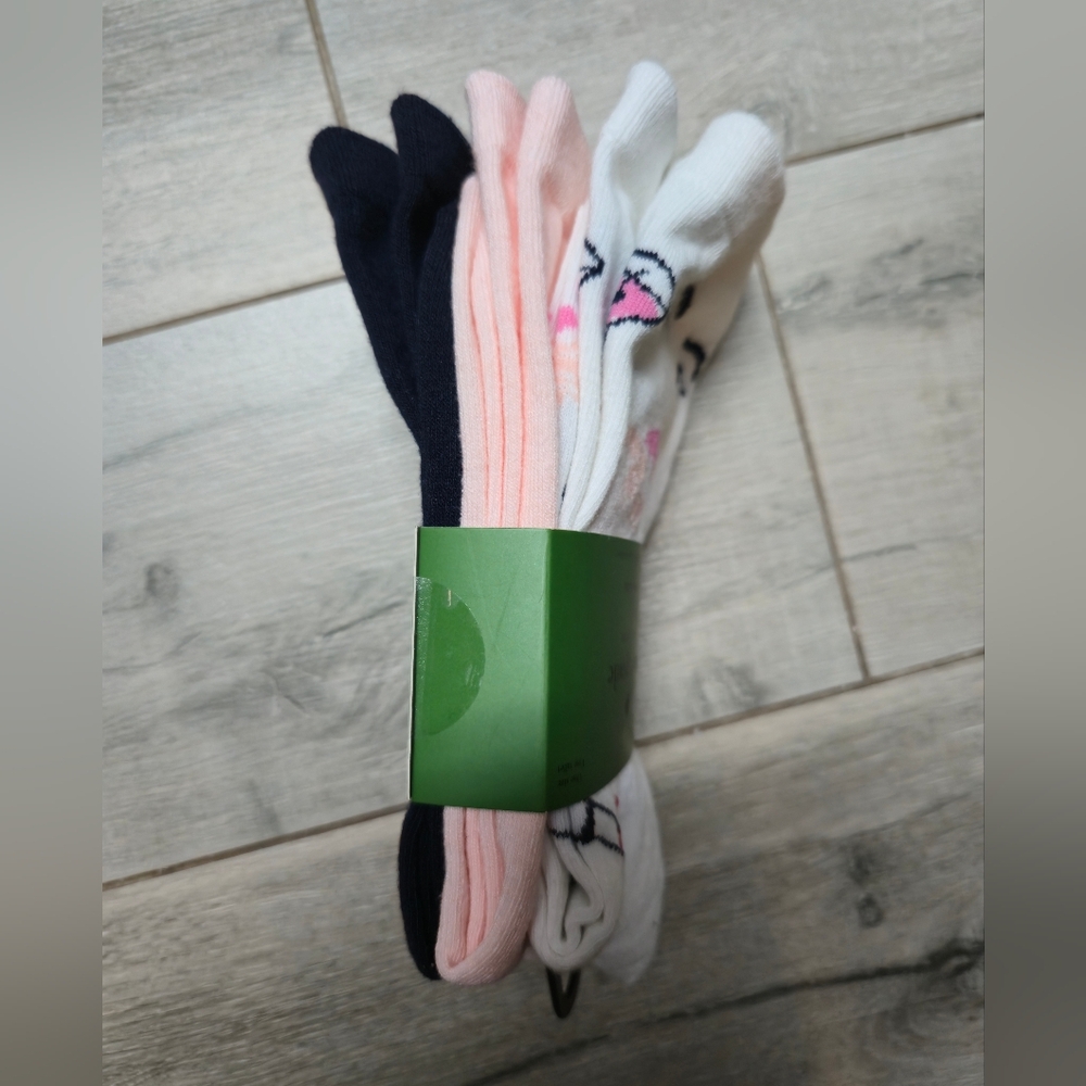 Kate Spade Crew Socks 3 Pack NWT Navy, Pink & Lip Print Bow - Picture 2 of 4